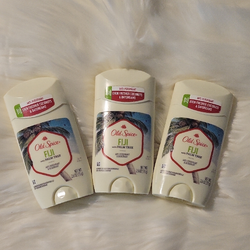 Old Spice Fiji with Palm Tree Antiperspirant Set Of 3, NEW